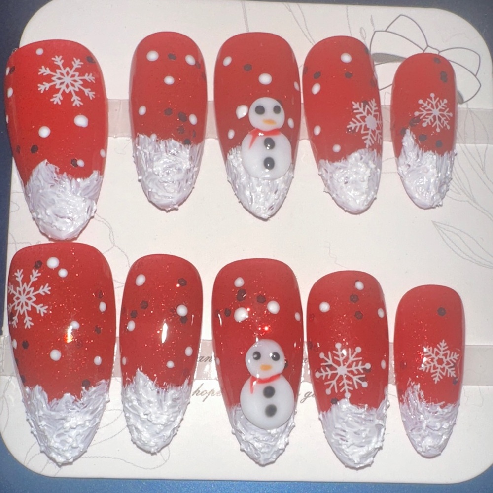 Festive Red Snowman Nail Set